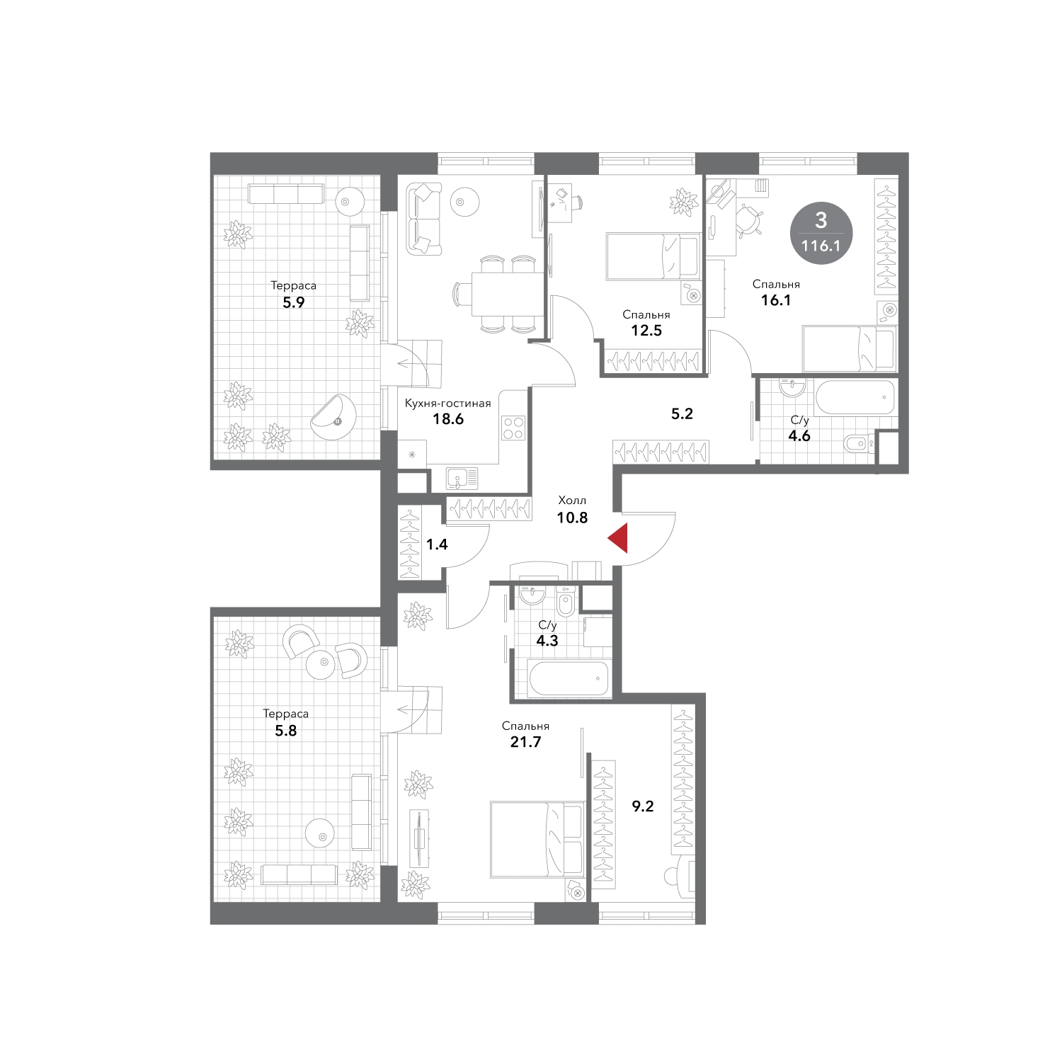 1-комнатная квартира с отделкой в ЖК AVrorA на 16 этаже в 7 секции. Дом сдан.