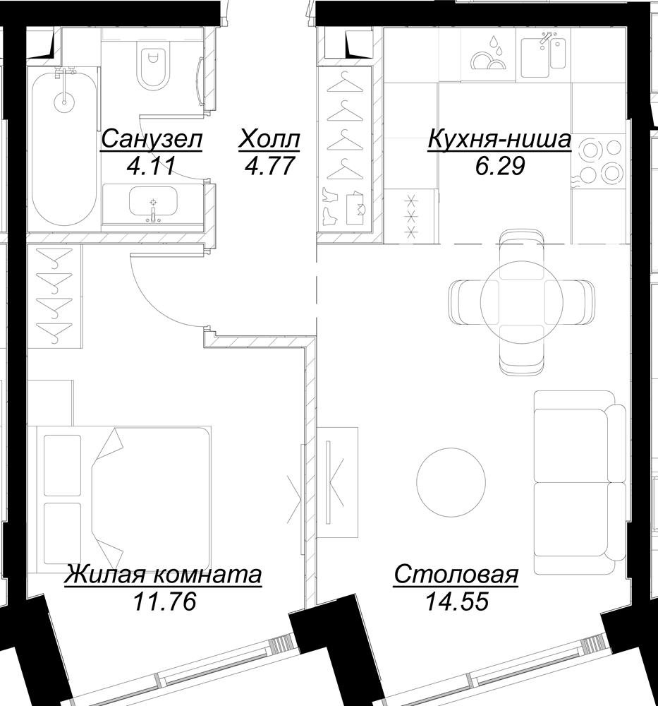 2-комнатная квартира с отделкой в ЖК Фрегат 2 на 22 этаже в 1 секции. Сдача в 3 кв. 2022 г.