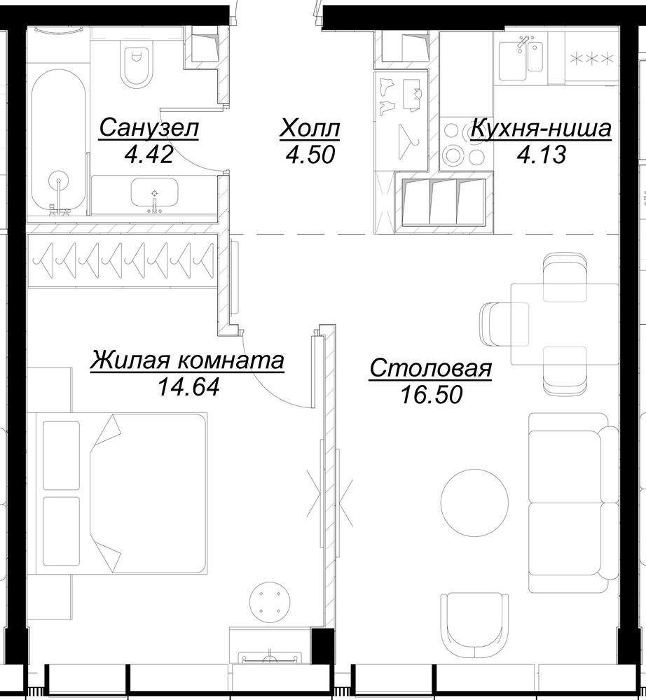 1-комнатная квартира с отделкой в Клубный город на реке Primavera на 9 этаже в 3 секции. Сдача в 2 кв. 2022 г.
