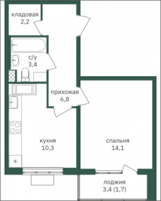 1-комнатная квартира (Студия) в ЖК Фрегат 2 на 23 этаже в 1 секции. Сдача в 3 кв. 2022 г.