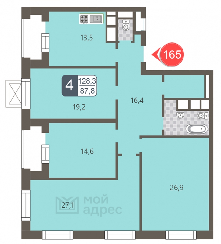 3-комнатная квартира в ЖК Dream Towers на 2 этаже в 1 секции. Дом сдан.