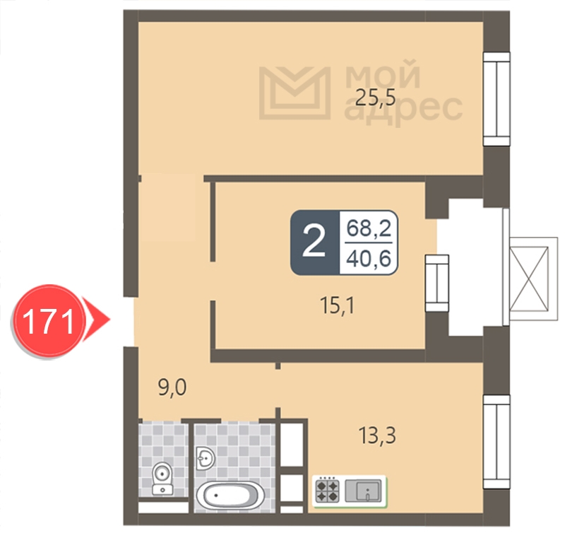 3-комнатная квартира с отделкой в ЖК GloraX Aura Василеостровский на 16 этаже в 1 секции. Сдача в 1 кв. 2025 г.