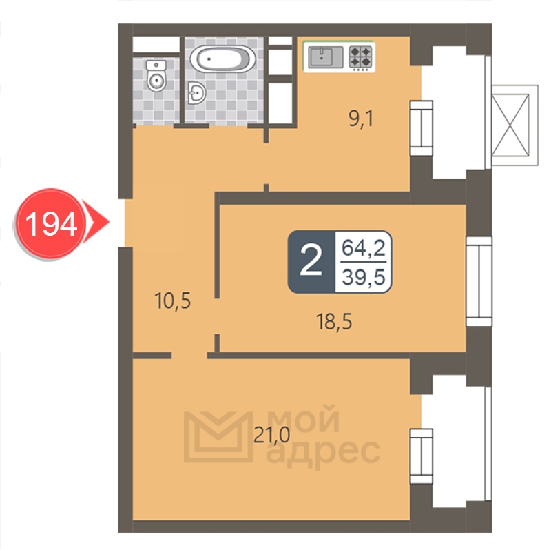1-комнатная квартира с отделкой в ЖК GloraX Aura Белорусская на 6 этаже в 1 секции. Сдача в 3 кв. 2024 г.
