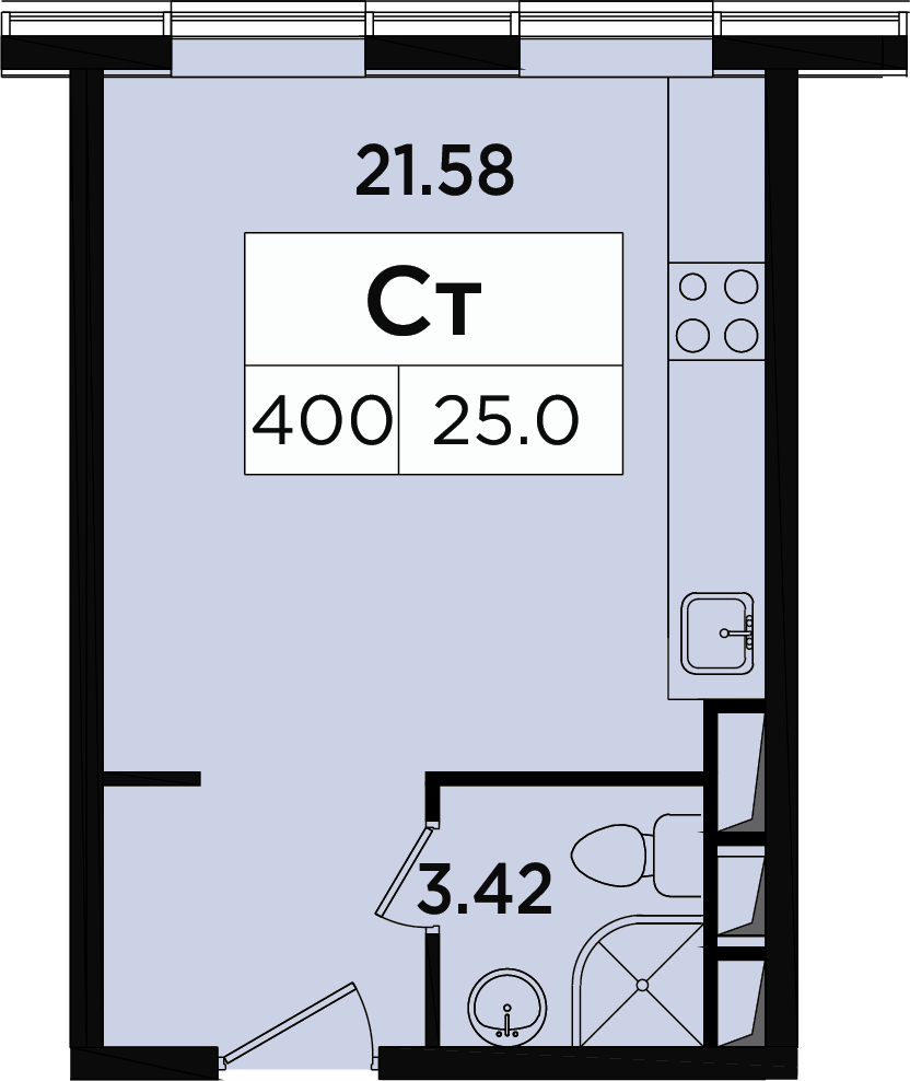 2-комнатная квартира в ЖК Легендарный Квартал на Березовой  аллее на 3 этаже в 1 секции. Сдача в 3 кв. 2019 г.