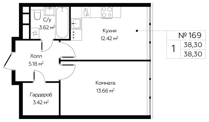 1-комнатная квартира с отделкой в ЖК GloraX Aura Белорусская на 11 этаже в 1 секции. Сдача в 3 кв. 2024 г.