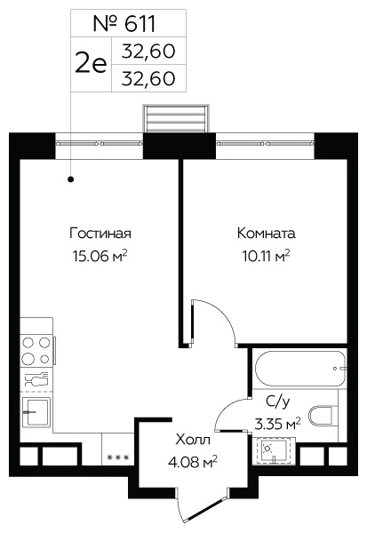 1-комнатная квартира (Студия) в ЖК Бунинские кварталы на 14 этаже в 7 секции. Сдача в 4 кв. 2024 г.