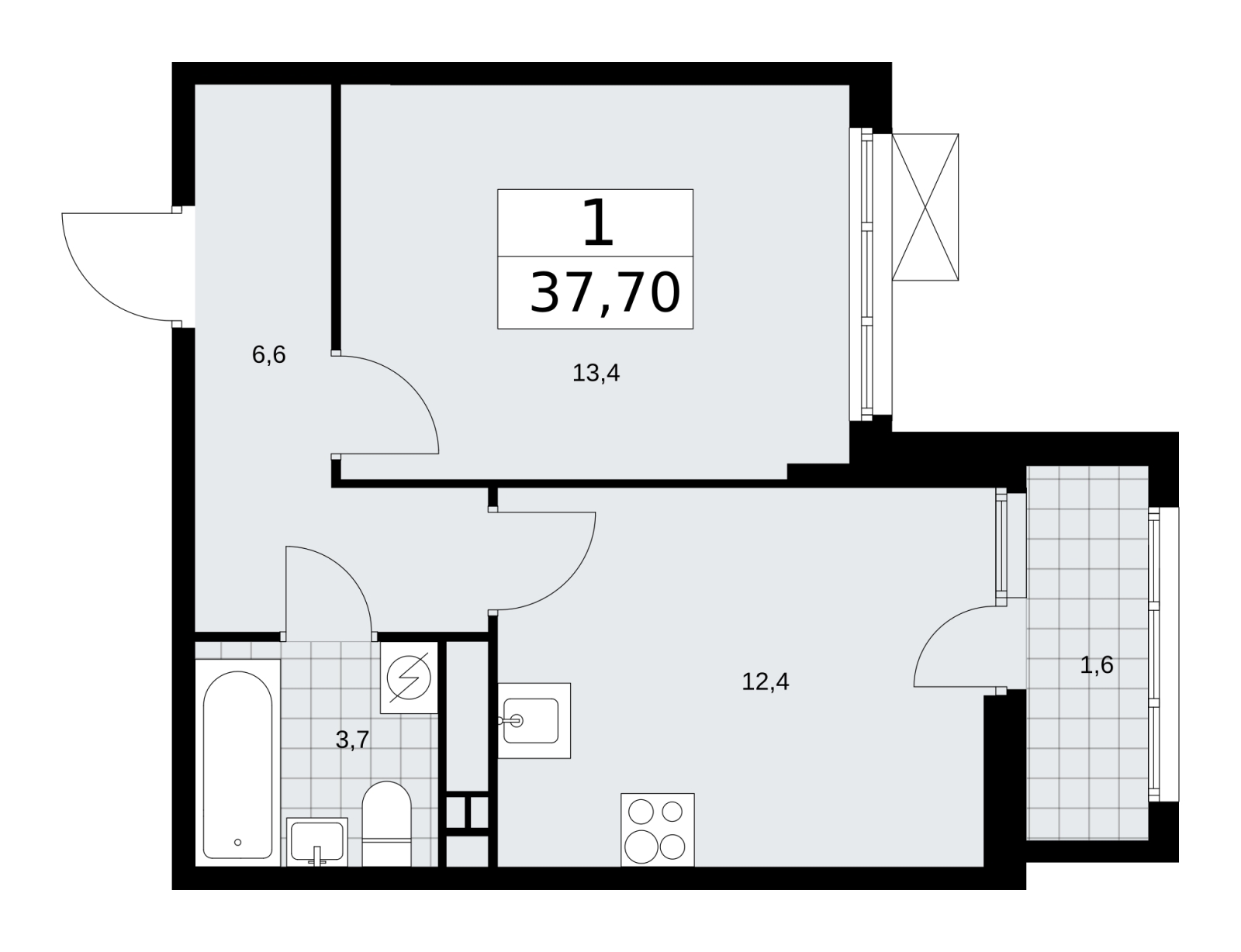 1-комнатная квартира с отделкой в ЖК MOD на 3 этаже в 1 секции. Сдача в 4 кв. 2024 г.