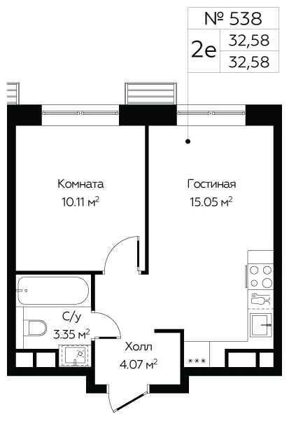1-комнатная квартира (Студия) в ЖК Бунинские кварталы на 16 этаже в 7 секции. Сдача в 4 кв. 2024 г.