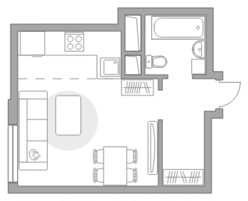 1-комнатная квартира с отделкой в ЖК GloraX Aura Белорусская на 7 этаже в 1 секции. Сдача в 3 кв. 2024 г.