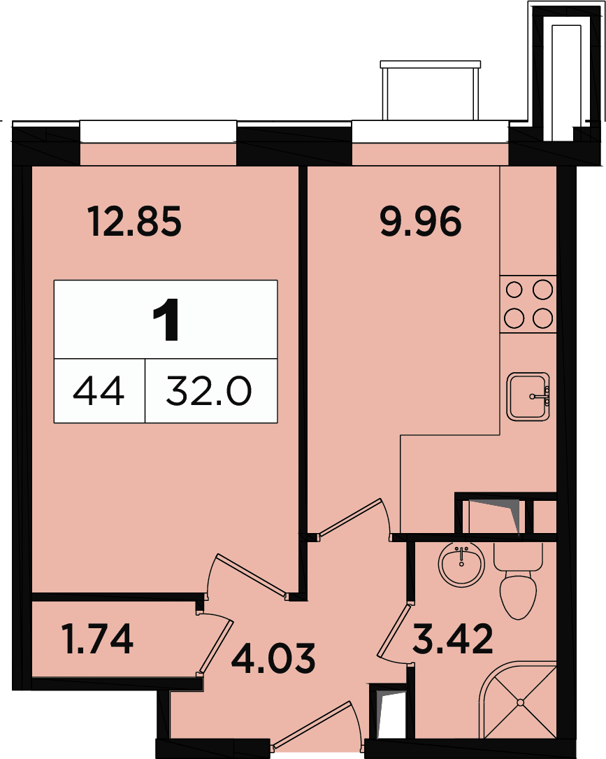 2-комнатная квартира в ЖК Легендарный Квартал на Березовой  аллее на 17 этаже в 2 секции. Сдача в 3 кв. 2019 г.