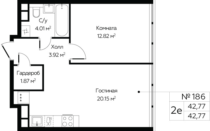 1-комнатная квартира (Студия) в ЖК Бунинские кварталы на 15 этаже в 7 секции. Сдача в 2 кв. 2026 г.