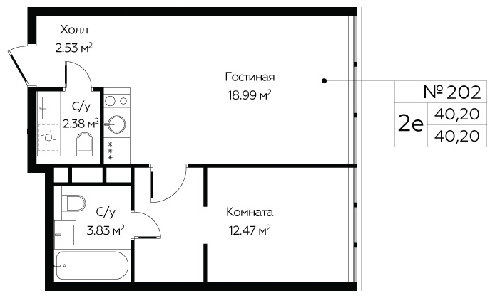 1-комнатная квартира (Студия) в ЖК MOD на 23 этаже в 1 секции. Сдача в 4 кв. 2024 г.
