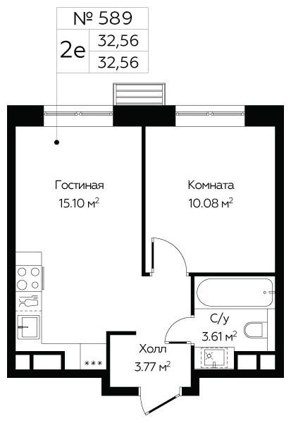1-комнатная квартира (Студия) в ЖК Ильинойс на 21 этаже в 4 секции. Сдача в 4 кв. 2024 г.