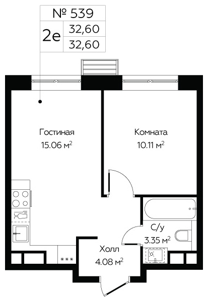 1-комнатная квартира в ЖК Ильинойс на 20 этаже в 3 секции. Сдача в 4 кв. 2024 г.