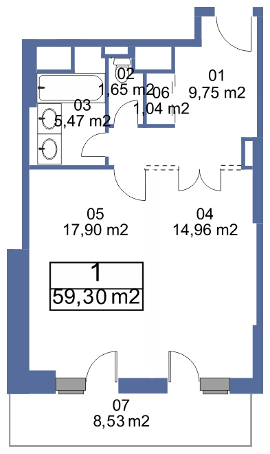 2-комнатная квартира в ЖК Государев дом на 7 этаже в 2 секции. Сдача в 1 кв. 2023 г.