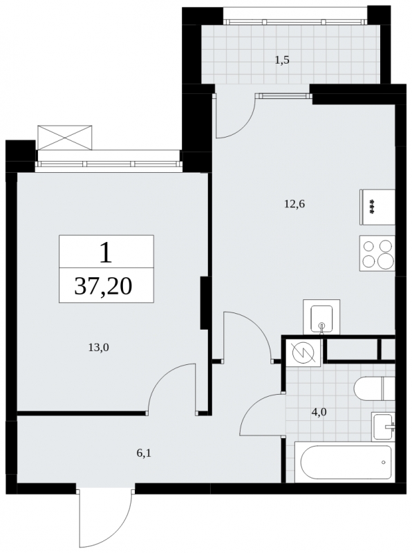 1-комнатная квартира с отделкой в ЖК AVrorA на 15 этаже в 3 секции. Дом сдан.