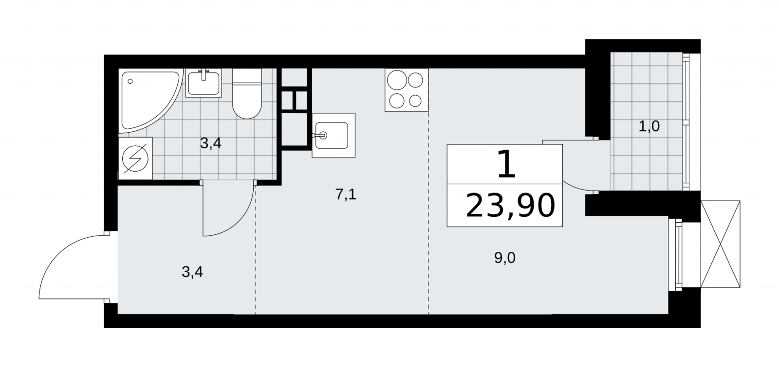 1-комнатная квартира с отделкой в ЖК GloraX Aura Василеостровский на 17 этаже в 1 секции. Сдача в 1 кв. 2025 г.
