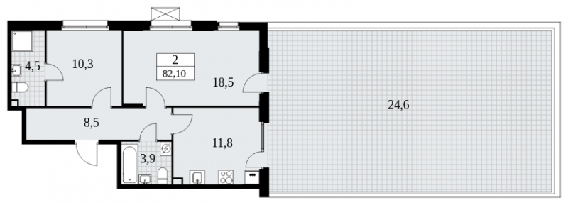 3-комнатная квартира в ЖК Бунинские кварталы на 19 этаже в 1 секции. Сдача в 2 кв. 2026 г.