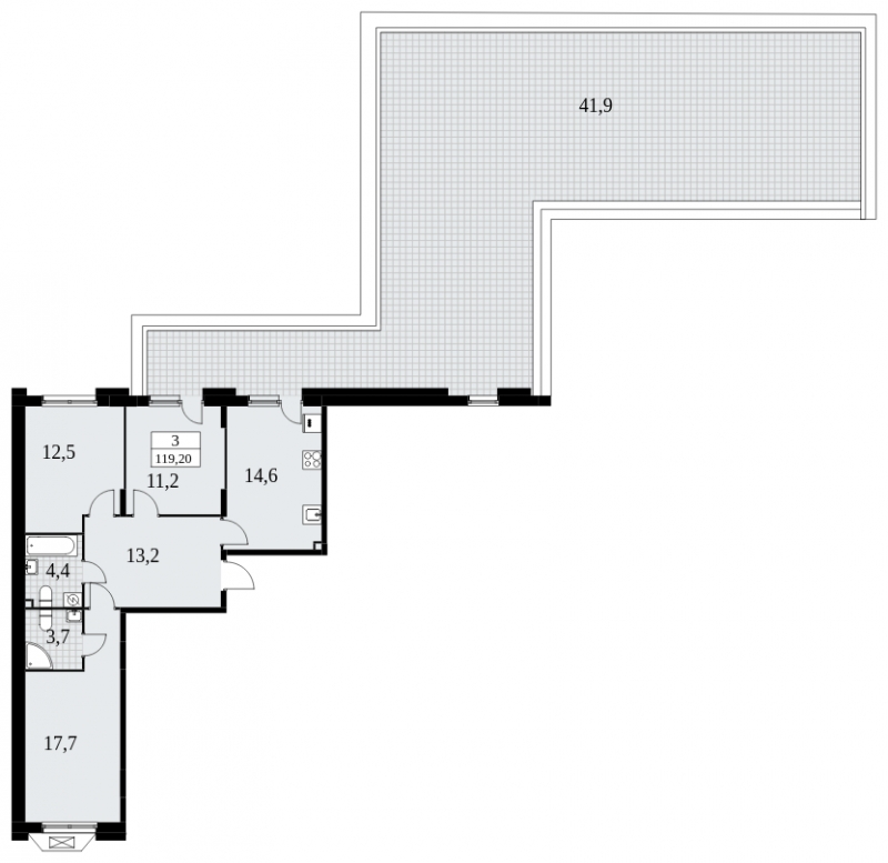 2-комнатная квартира в ЖК Бунинские кварталы на 2 этаже в 1 секции. Сдача в 4 кв. 2024 г.