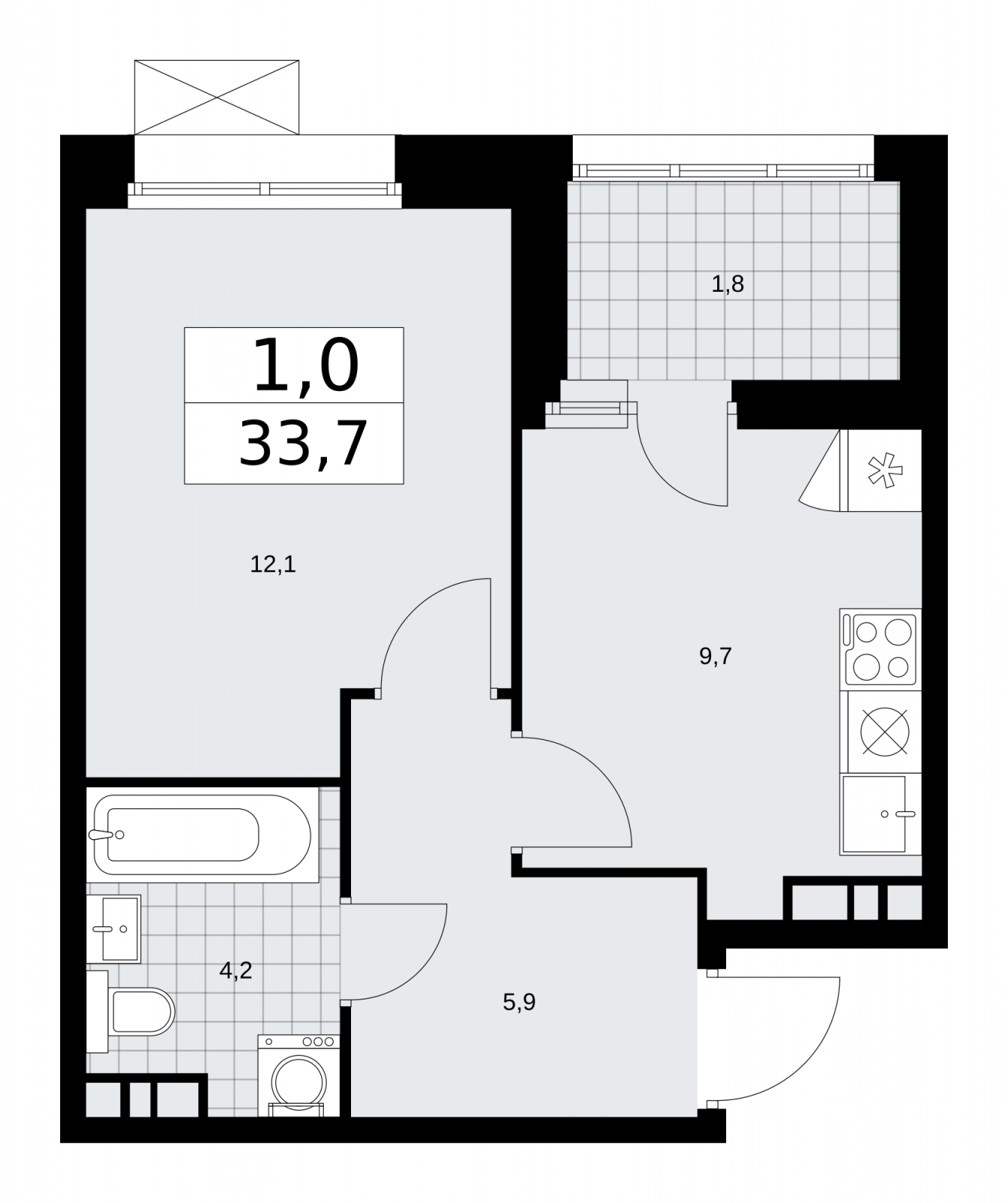 1-комнатная квартира (Студия) в ЖК Бунинские кварталы на 7 этаже в 1 секции. Сдача в 4 кв. 2024 г.