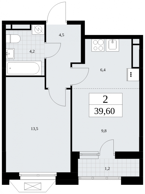 2-комнатная квартира в ЖК Сити комплекс «MirrorЗдание» на 13 этаже в 3 секции. Сдача в 4 кв. 2024 г.