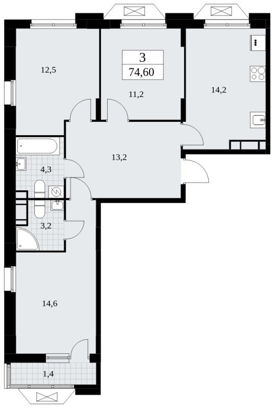 2-комнатная квартира в ЖК Dream Towers на 13 этаже в 1 секции. Дом сдан.