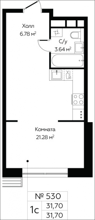 2-комнатная квартира с отделкой в ЖК MOD на 7 этаже в 1 секции. Сдача в 4 кв. 2024 г.