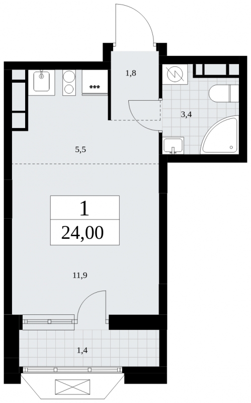2-комнатная квартира с отделкой в ЖК AVrorA на 11 этаже в 3 секции. Дом сдан.