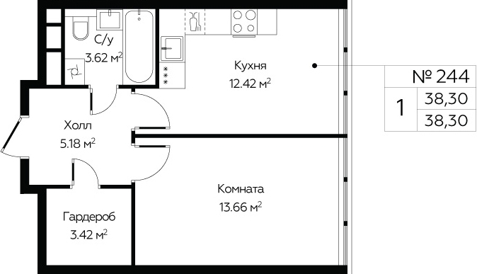 2-комнатная квартира с отделкой в ЖК Бунинские кварталы на 13 этаже в 1 секции. Сдача в 4 кв. 2024 г.