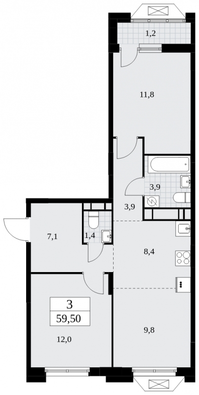 4-комнатная квартира с отделкой в ЖК Бунинские кварталы на 15 этаже в 1 секции. Сдача в 2 кв. 2026 г.