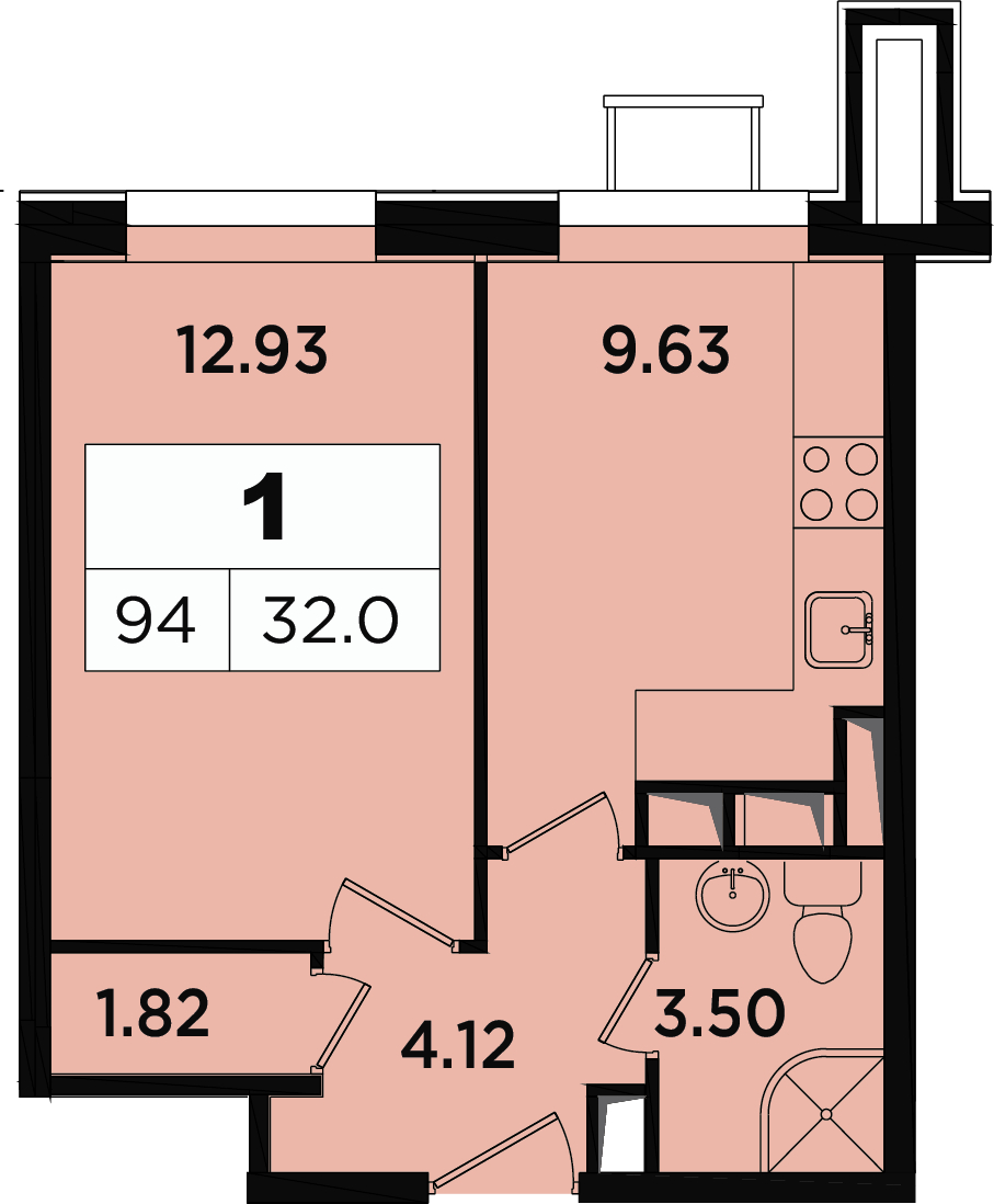 1-комнатная квартира (Студия) с отделкой в ЖК Легендарный Квартал на Березовой  аллее на 9 этаже в 1 секции. Сдача в 3 кв. 2019 г.