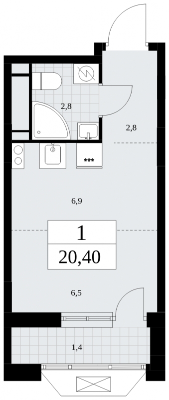 2-комнатная квартира с отделкой в ЖК Бунинские кварталы на 18 этаже в 1 секции. Сдача в 2 кв. 2026 г.
