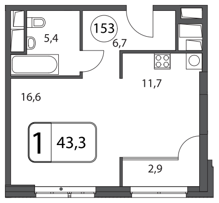 1-комнатная квартира (Студия) с отделкой в ЖК Лучи на 13 этаже в 1 секции. Сдача в 3 кв. 2024 г.