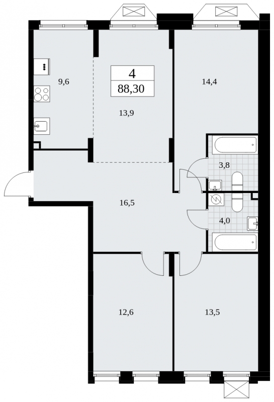 1-комнатная квартира (Студия) в ЖК Бунинские кварталы на 15 этаже в 6 секции. Сдача в 4 кв. 2024 г.