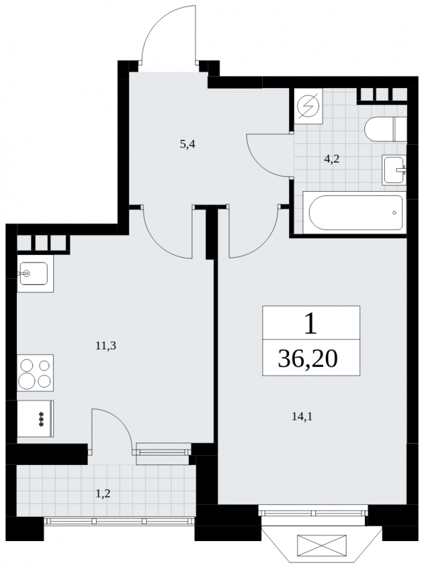 1-комнатная квартира с отделкой в ЖК Бунинские кварталы на 9 этаже в 3 секции. Сдача в 4 кв. 2024 г.