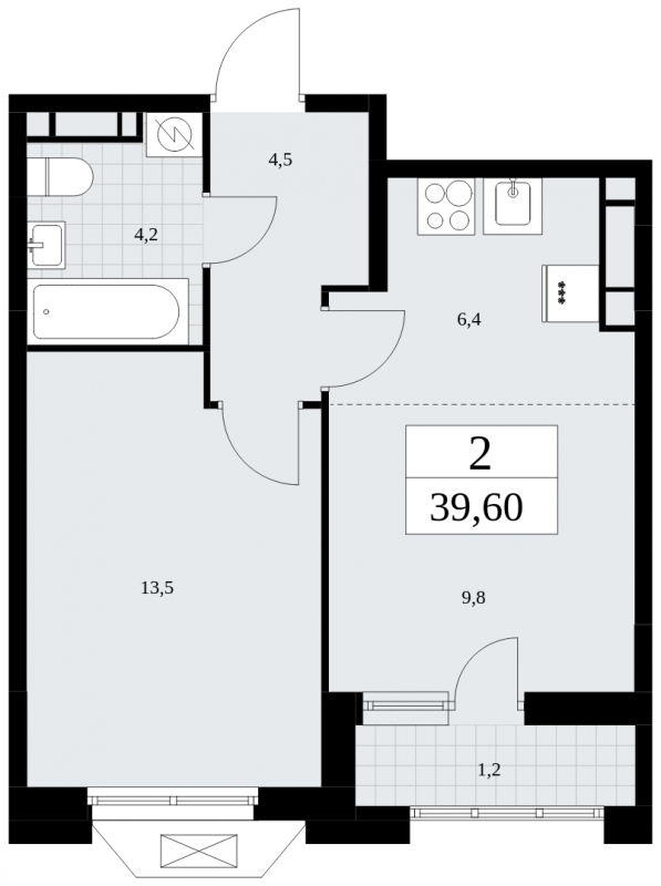 1-комнатная квартира с отделкой в ЖК Бунинские кварталы на 13 этаже в 1 секции. Сдача в 4 кв. 2025 г.