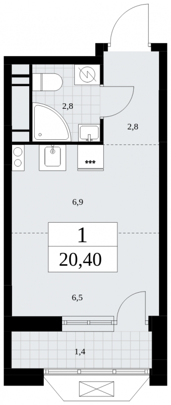1-комнатная квартира в ЖК MOD на 36 этаже в 1 секции. Сдача в 4 кв. 2024 г.