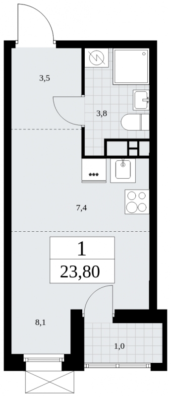 2-комнатная квартира в ЖК Бунинские кварталы на 16 этаже в 7 секции. Сдача в 4 кв. 2024 г.