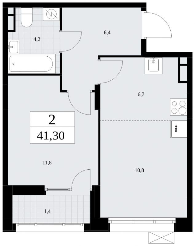 2-комнатная квартира с отделкой в ЖК Бунинские кварталы на 14 этаже в 1 секции. Сдача в 4 кв. 2024 г.