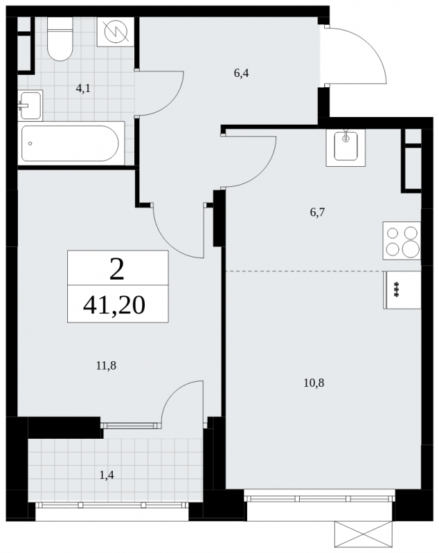 2-комнатная квартира в ЖК Бунинские кварталы на 10 этаже в 1 секции. Сдача в 3 кв. 2025 г.