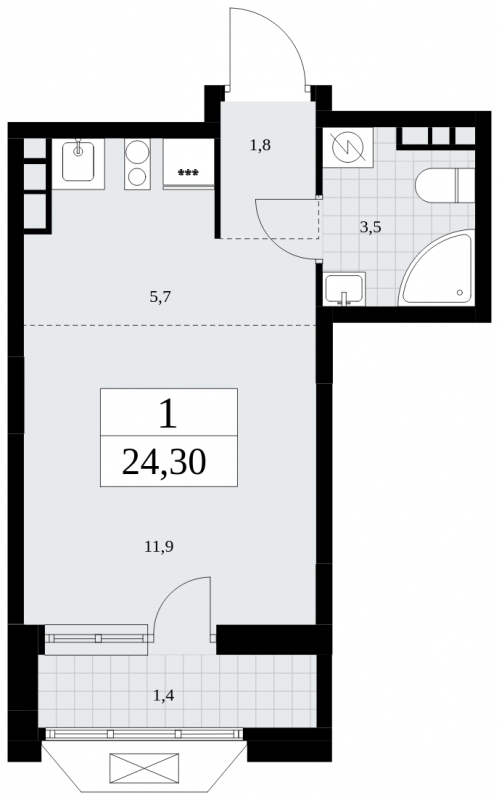 1-комнатная квартира с отделкой в ЖК Бунинские кварталы на 15 этаже в 1 секции. Сдача в 4 кв. 2025 г.