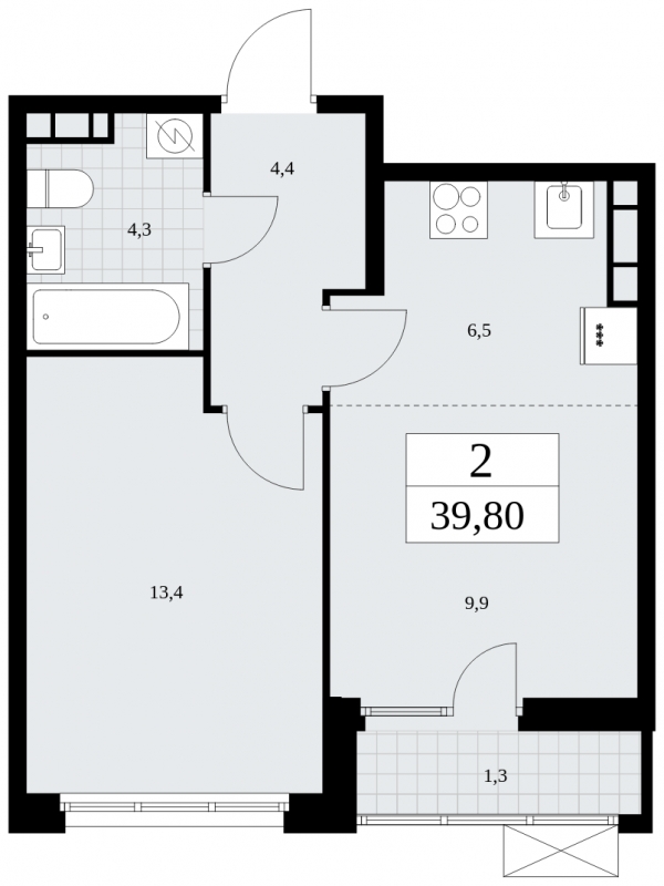 3-комнатная квартира с отделкой в ЖК Бунинские кварталы на 17 этаже в 1 секции. Сдача в 4 кв. 2024 г.