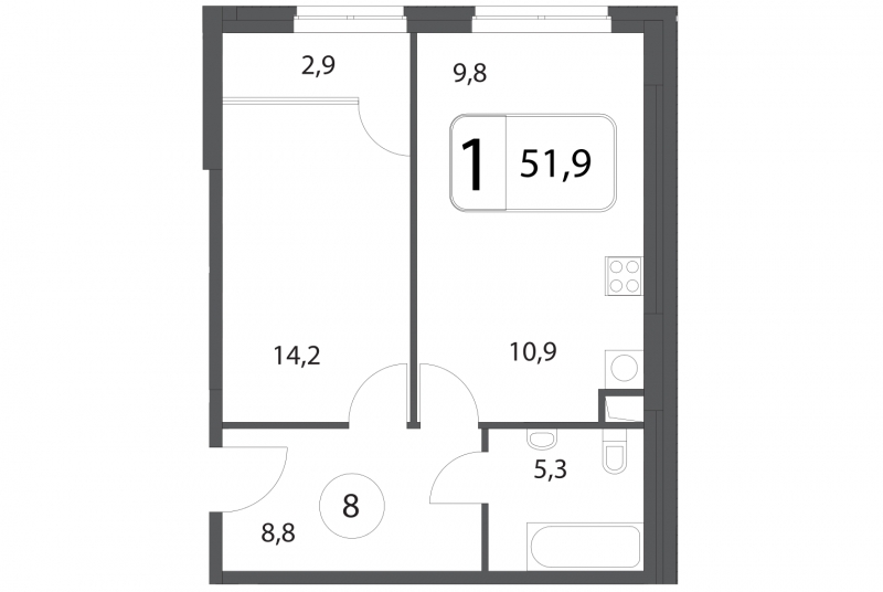 1-комнатная квартира (Студия) в Апарт-Комплекс Волга на 14 этаже в 1 секции. Дом сдан.