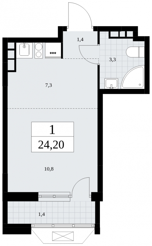 2-комнатная квартира в ЖК Бунинские кварталы на 15 этаже в 1 секции. Сдача в 3 кв. 2025 г.