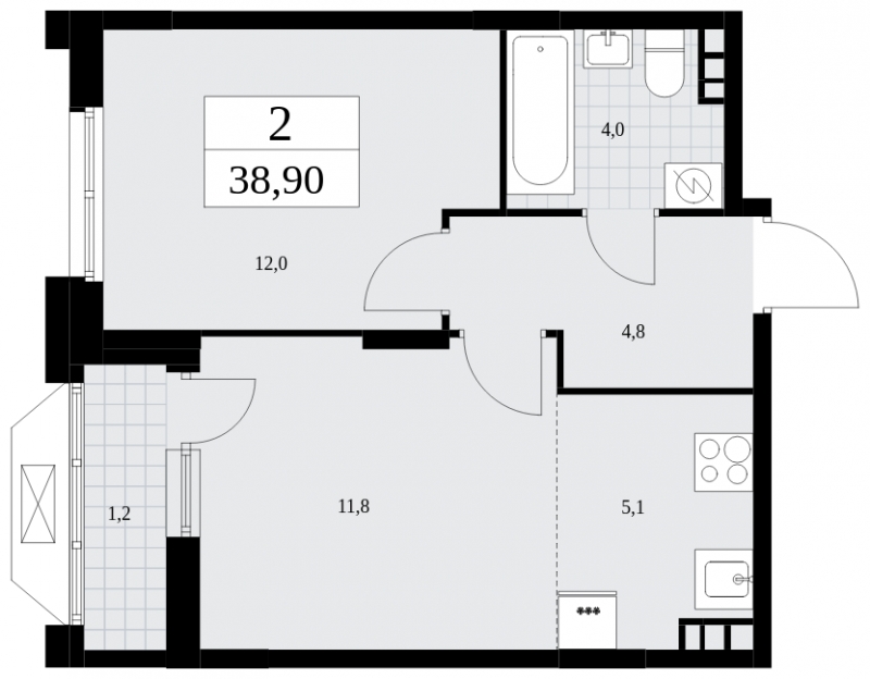1-комнатная квартира в ЖК MOD на 14 этаже в 1 секции. Сдача в 4 кв. 2024 г.