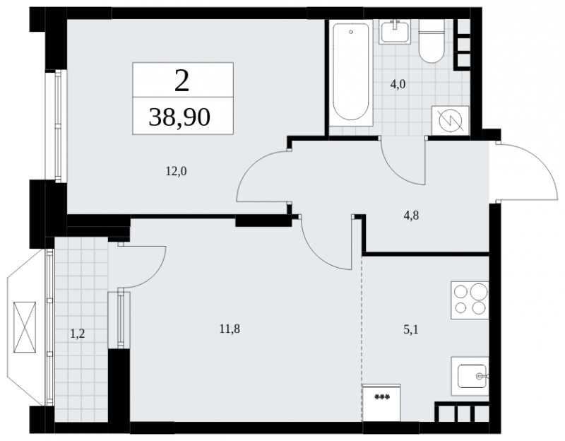 1-комнатная квартира (Студия) в ЖК Ильинойс на 20 этаже в 4 секции. Сдача в 4 кв. 2024 г.