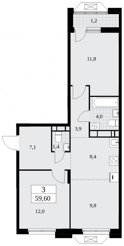 4-комнатная квартира в ЖК Бунинские кварталы на 15 этаже в 7 секции. Сдача в 4 кв. 2024 г.