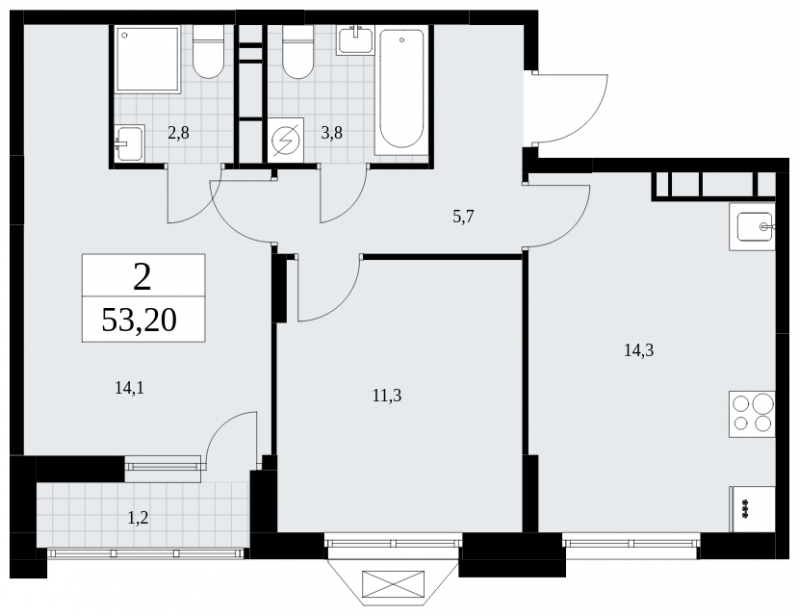 1-комнатная квартира (Студия) с отделкой в ЖК Бунинские кварталы на 6 этаже в 1 секции. Сдача в 4 кв. 2025 г.