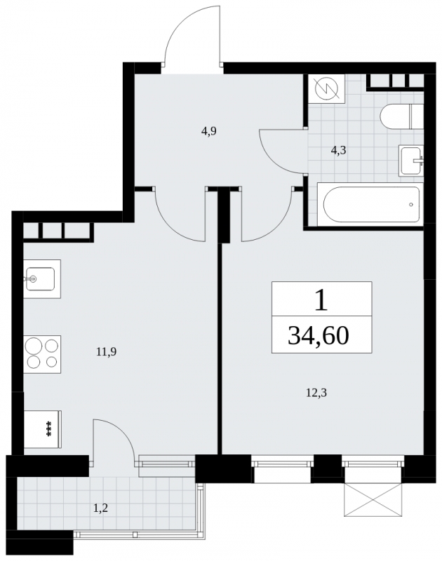 1-комнатная квартира в ЖК Сити комплекс «MirrorЗдание» на 7 этаже в 4 секции. Сдача в 4 кв. 2024 г.