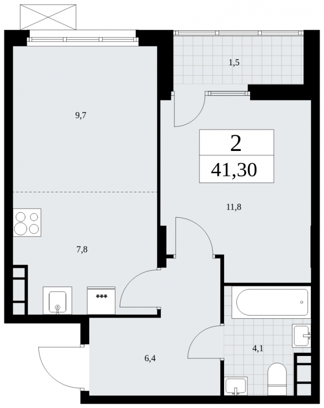 1-комнатная квартира с отделкой в ЖК Бунинские кварталы на 9 этаже в 1 секции. Сдача в 4 кв. 2025 г.
